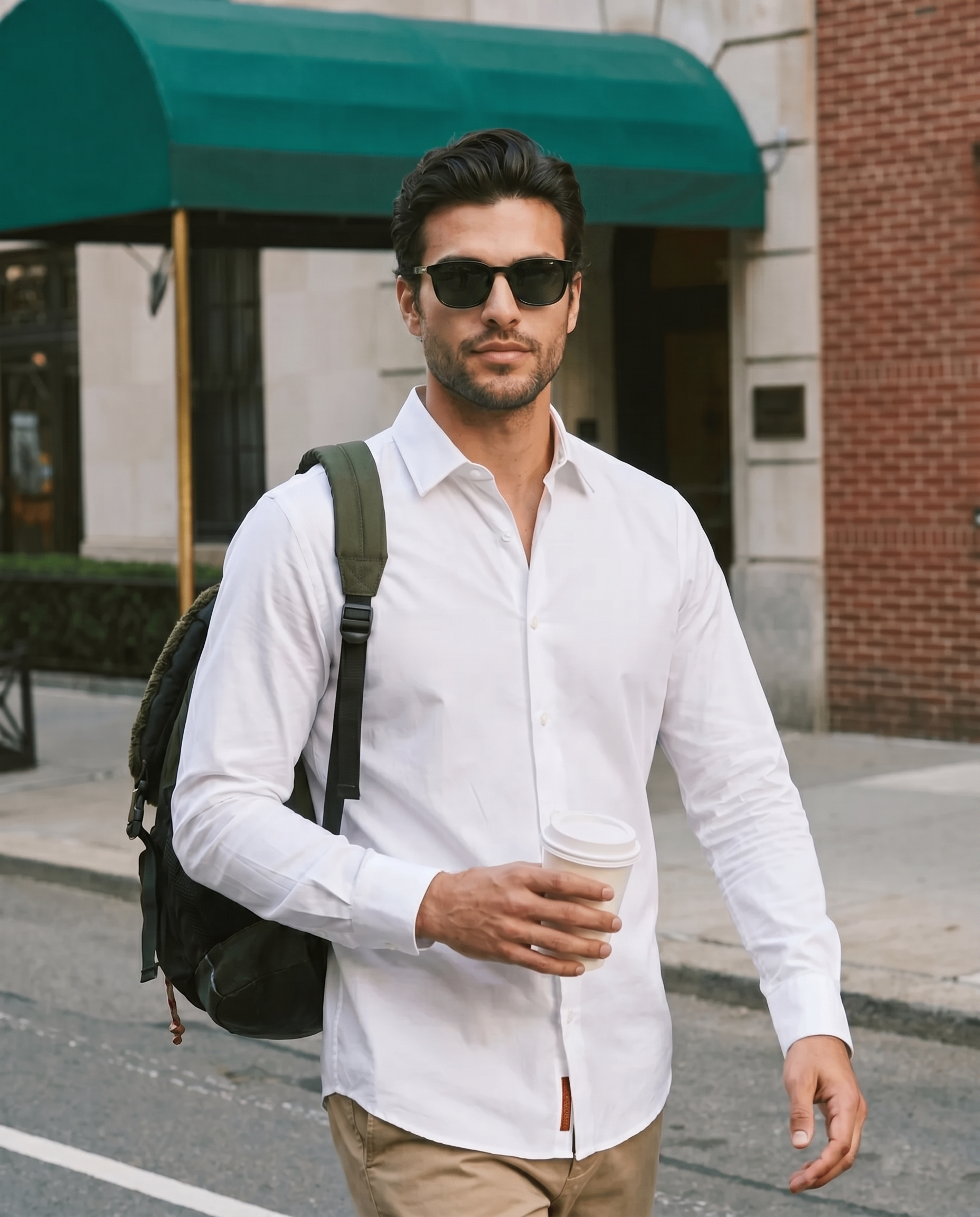 Pure White Poplin Stretch Cotton Shirt