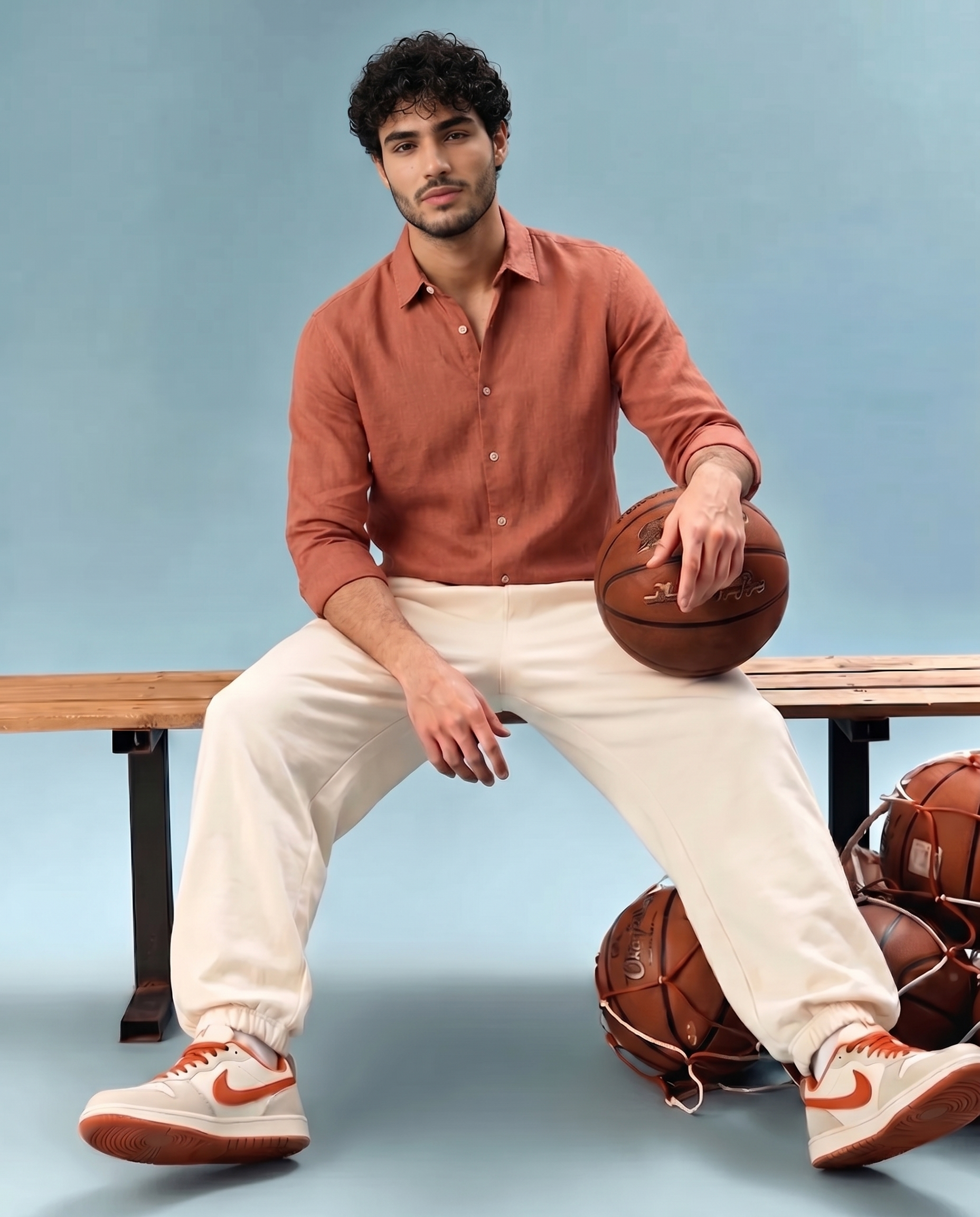 Burnt Ochre Linen Blend Shirt