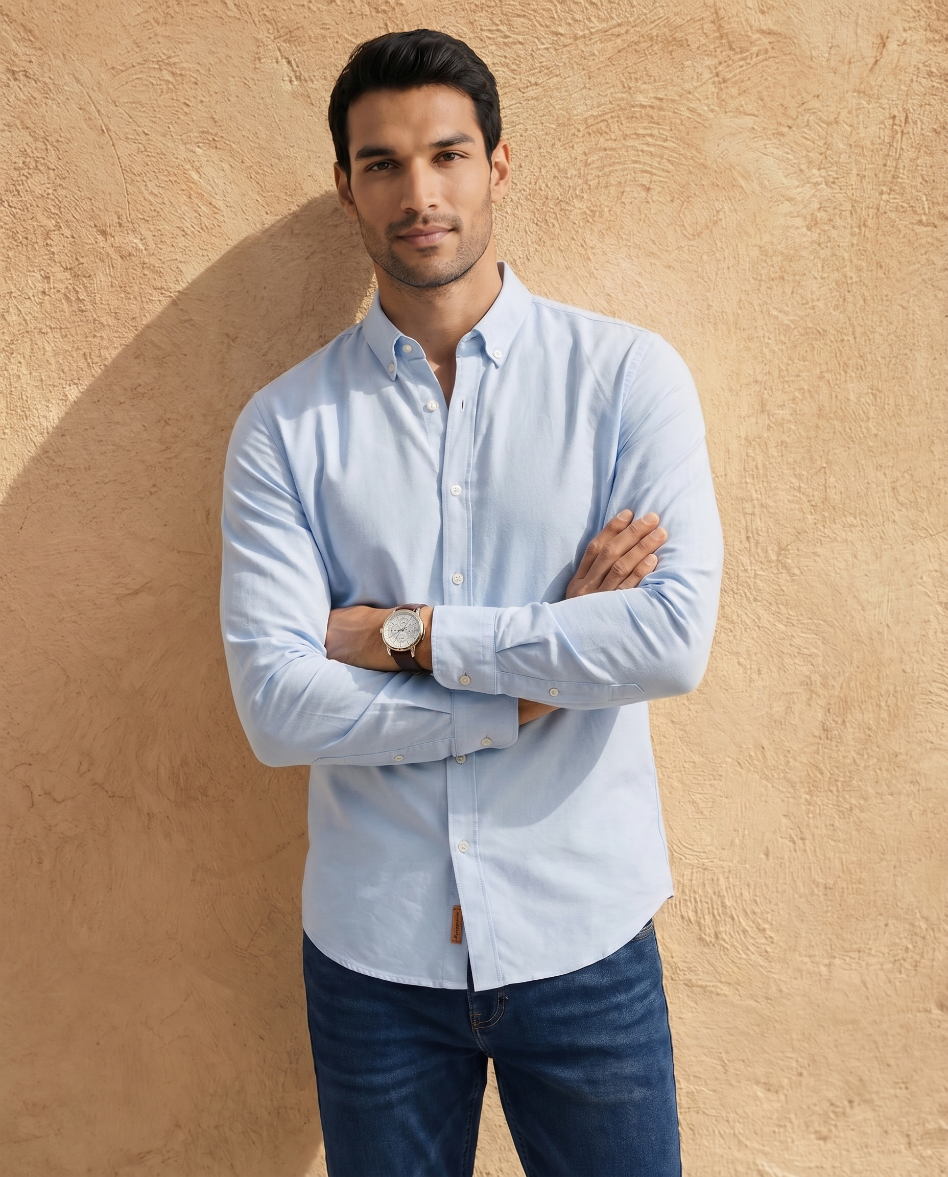 Ice Blue 100% Cotton Oxford Chambray Shirt
