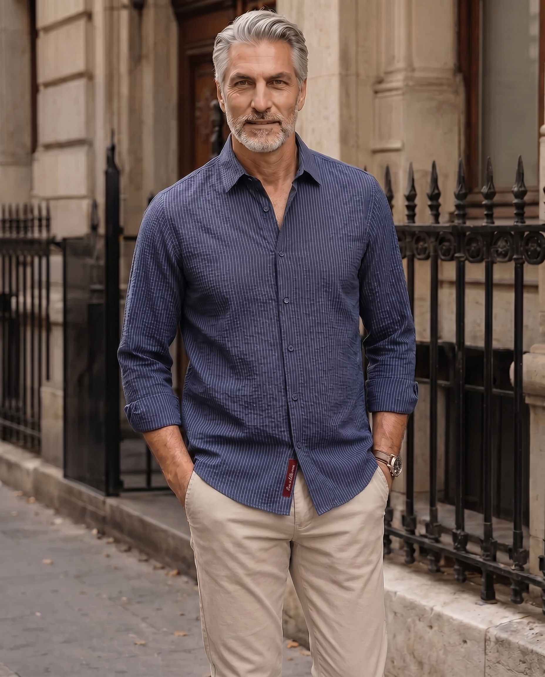 Seer-Sucker Stretch Shirt - Black Stripe