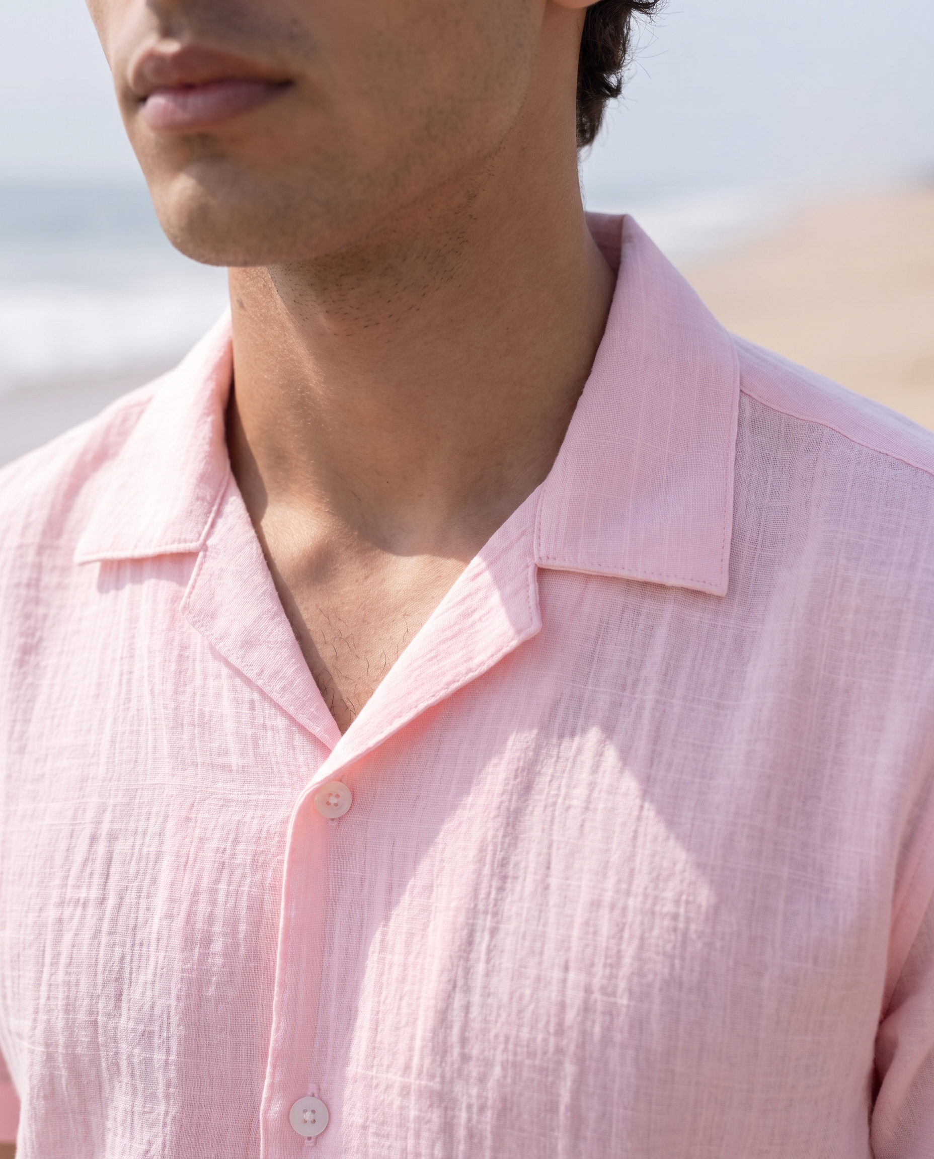 Soft Pink Double-cloth Cuban Shirt