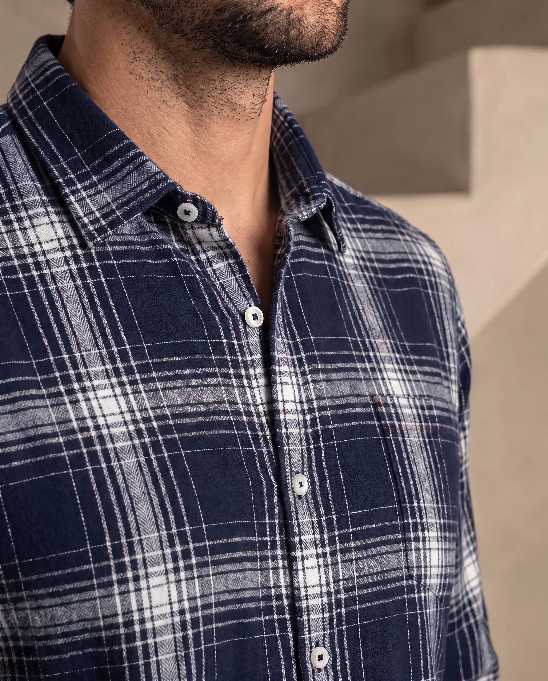 Midnight Blue Windowpane Shirt