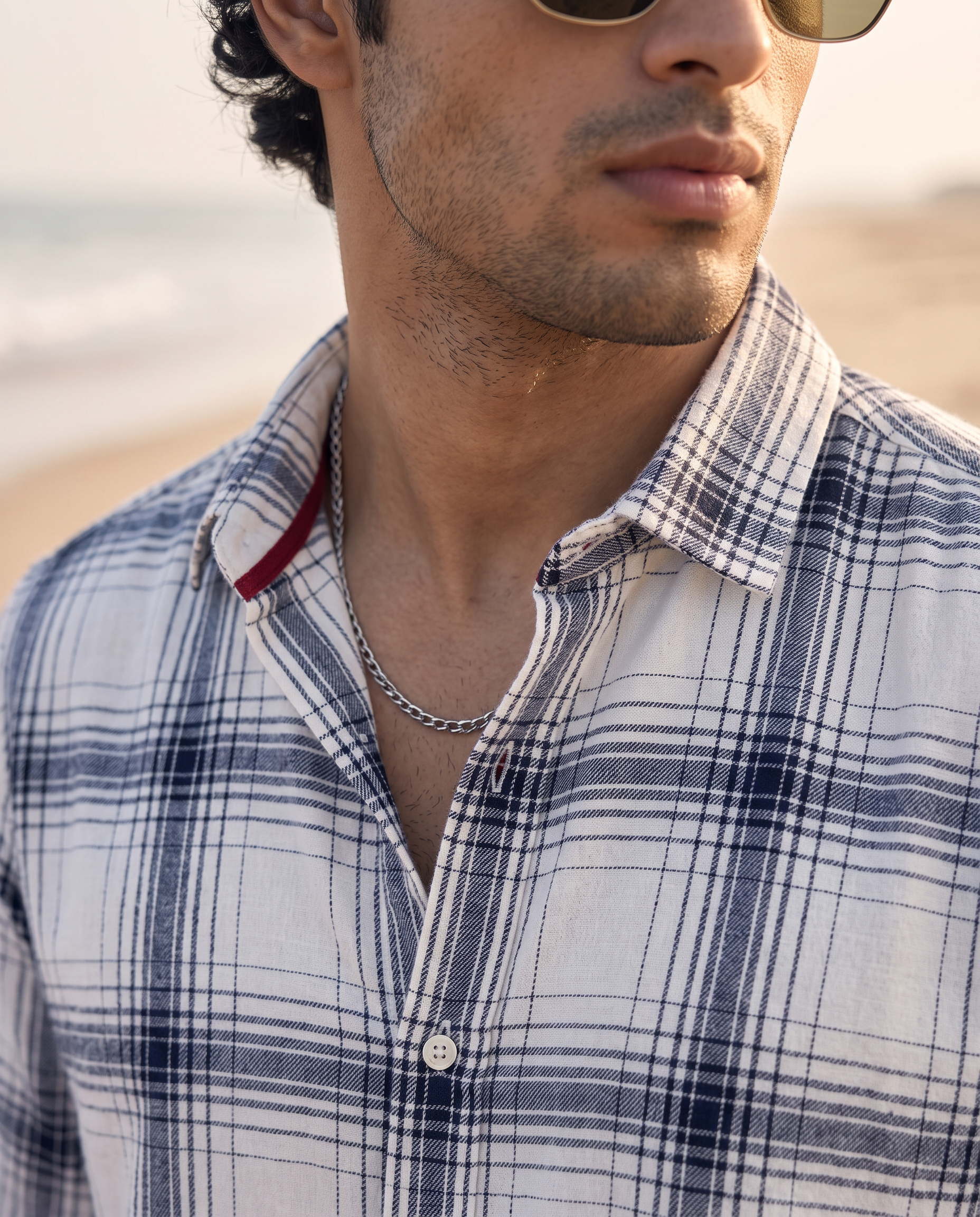 Soft White Windowpane Shirt