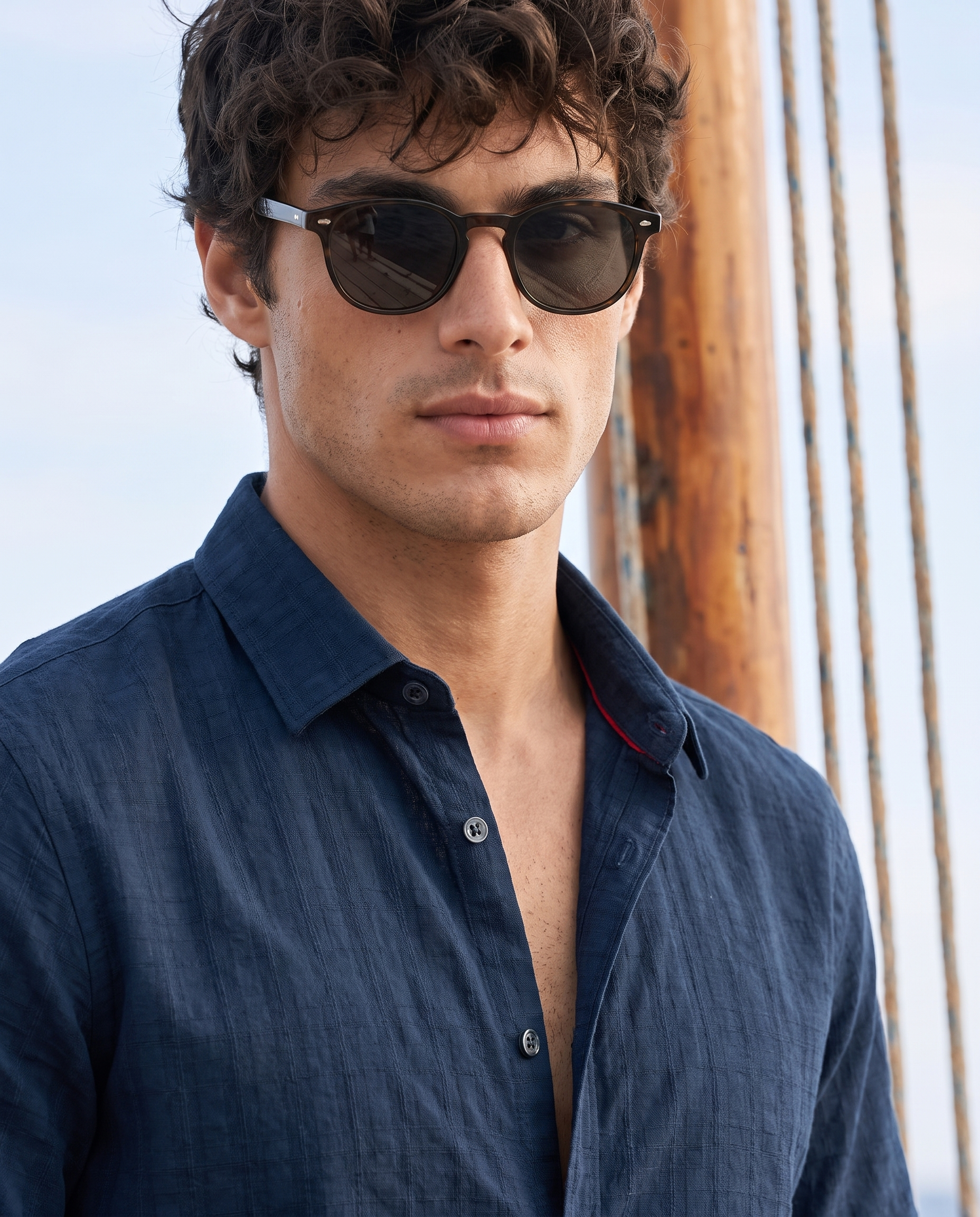 Midnight Blue Tonal Grid Shirt