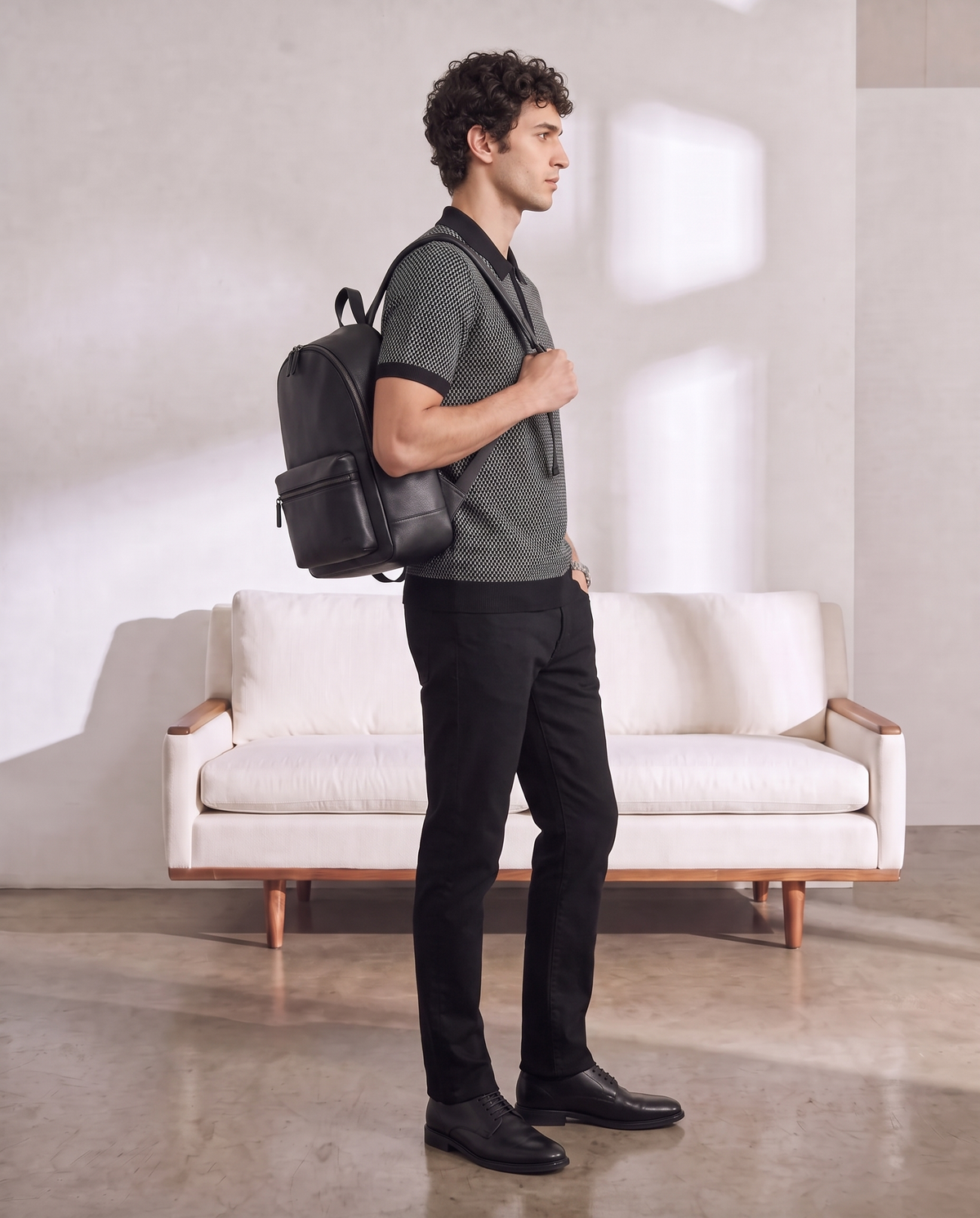 Ink Black Milano Jacquard Z-Polo