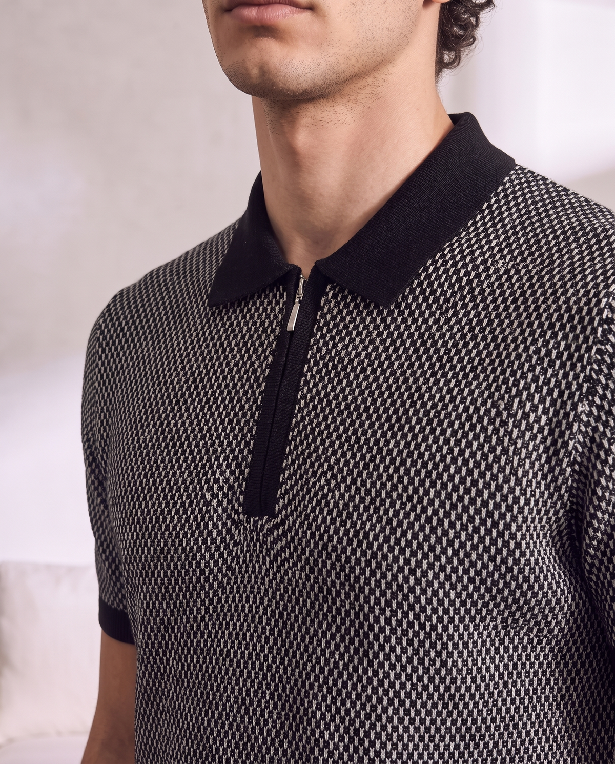 Ink Black Milano Jacquard Z-Polo