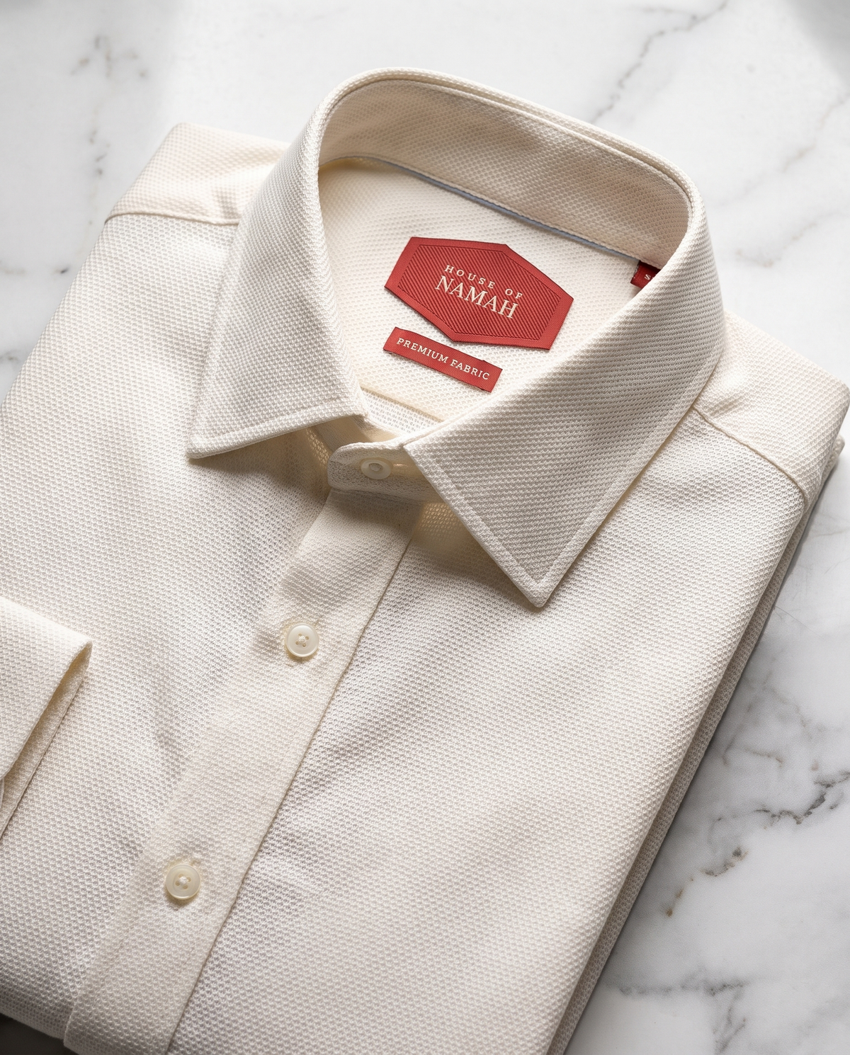 Soft White Honeycomb Weave Shirt