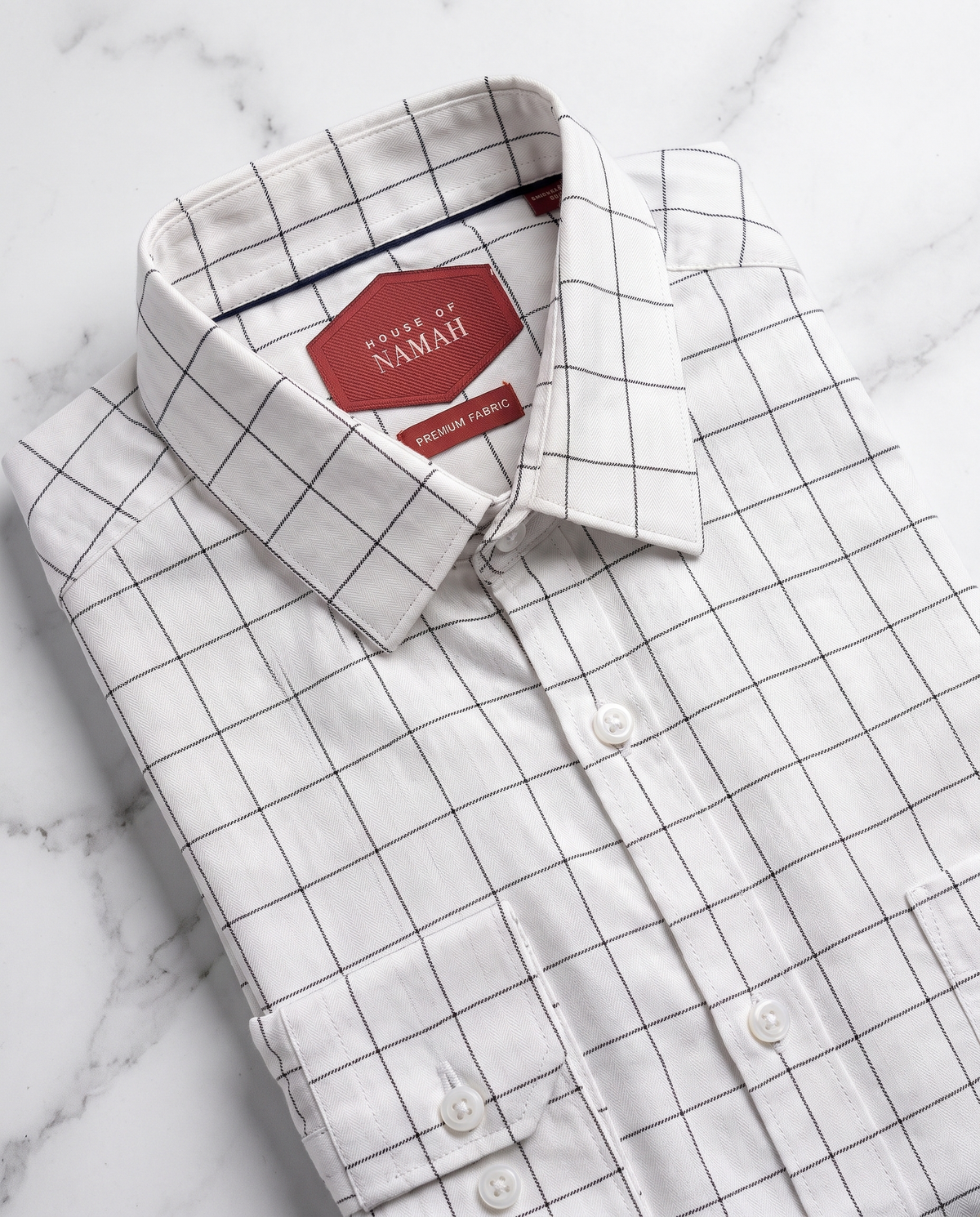 Soft White Windowpane Check Shirt