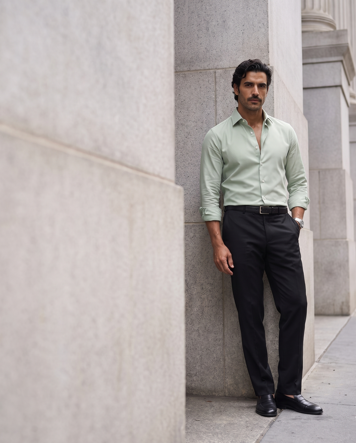 Soft Sage Honeycomb Weave Shirt