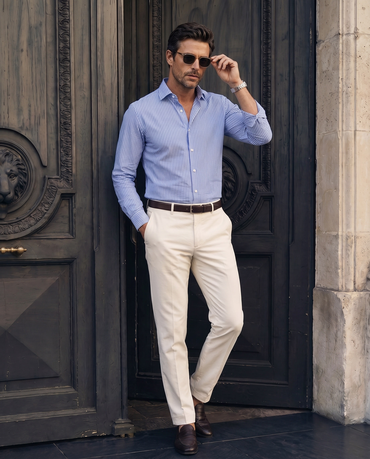 Powder Blue Club Stripe Shirt