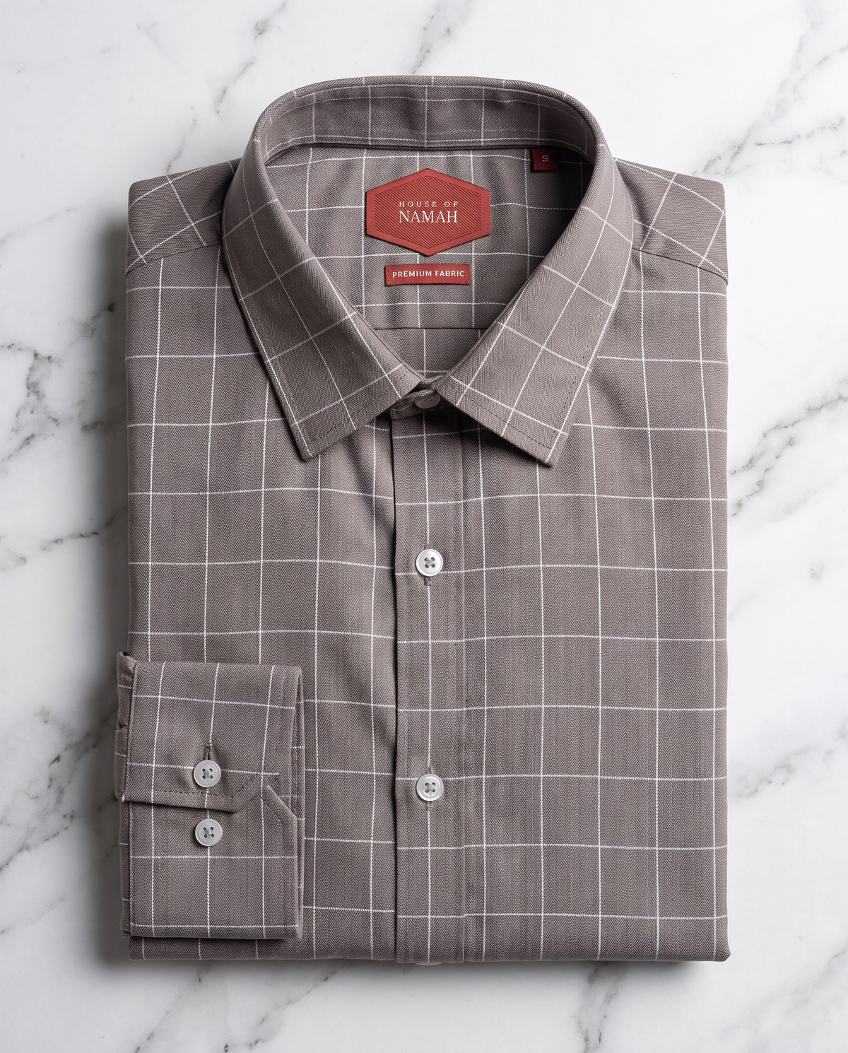 Mocha Taupe Windowpane Check Shirt