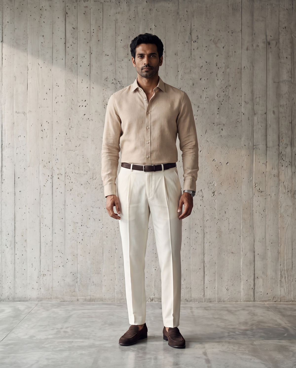 Warm Tan Cosmo Linen Blend Shirt