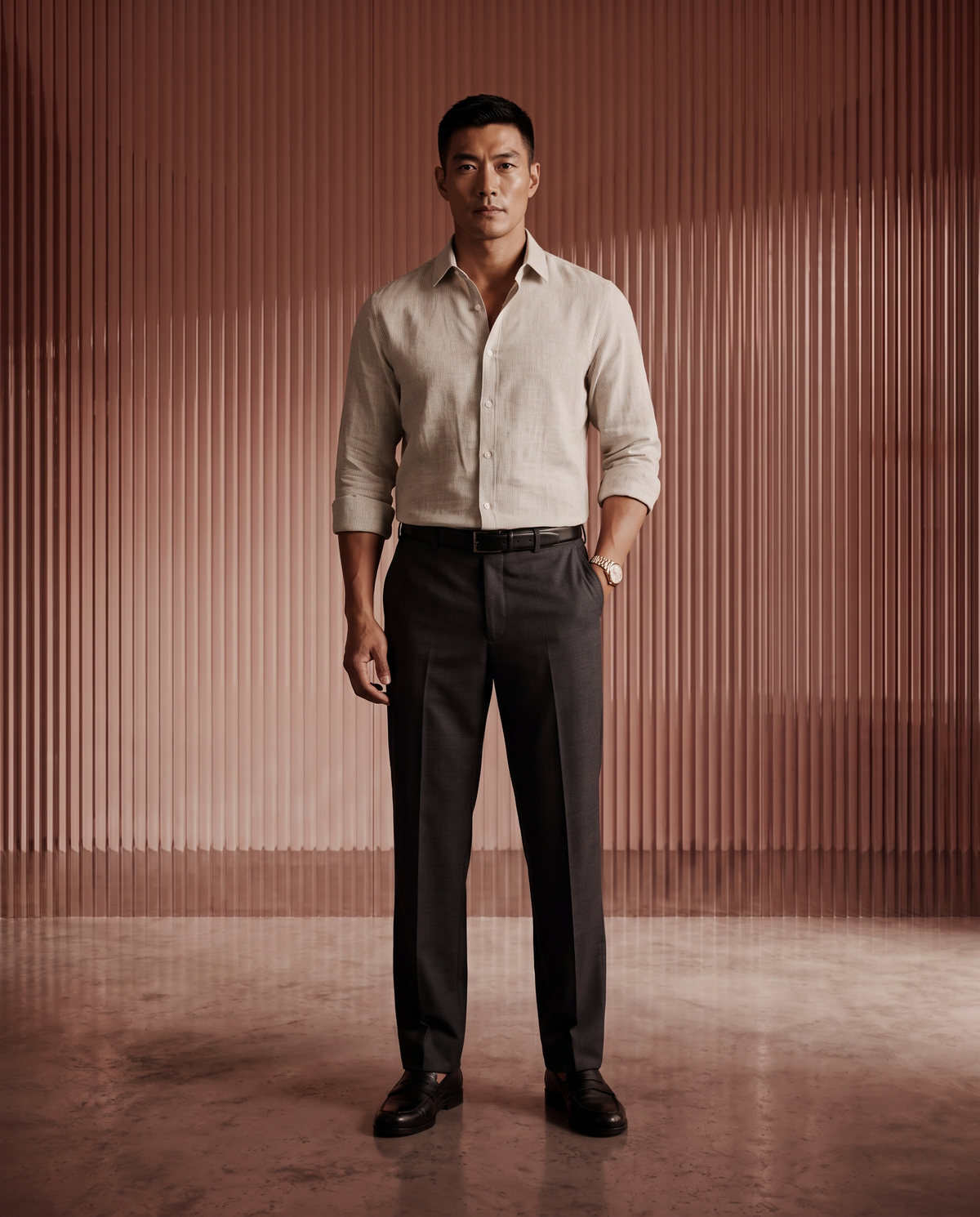 Natural Linen Blend Pinstripe Shirt
