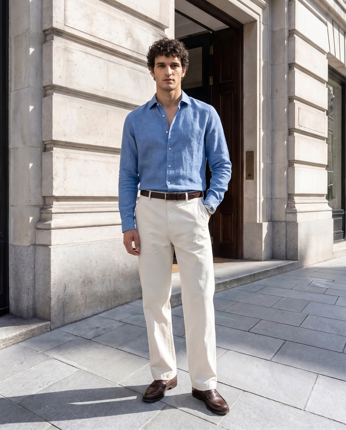 Denim Blue Delavé 100% Linen Shirt