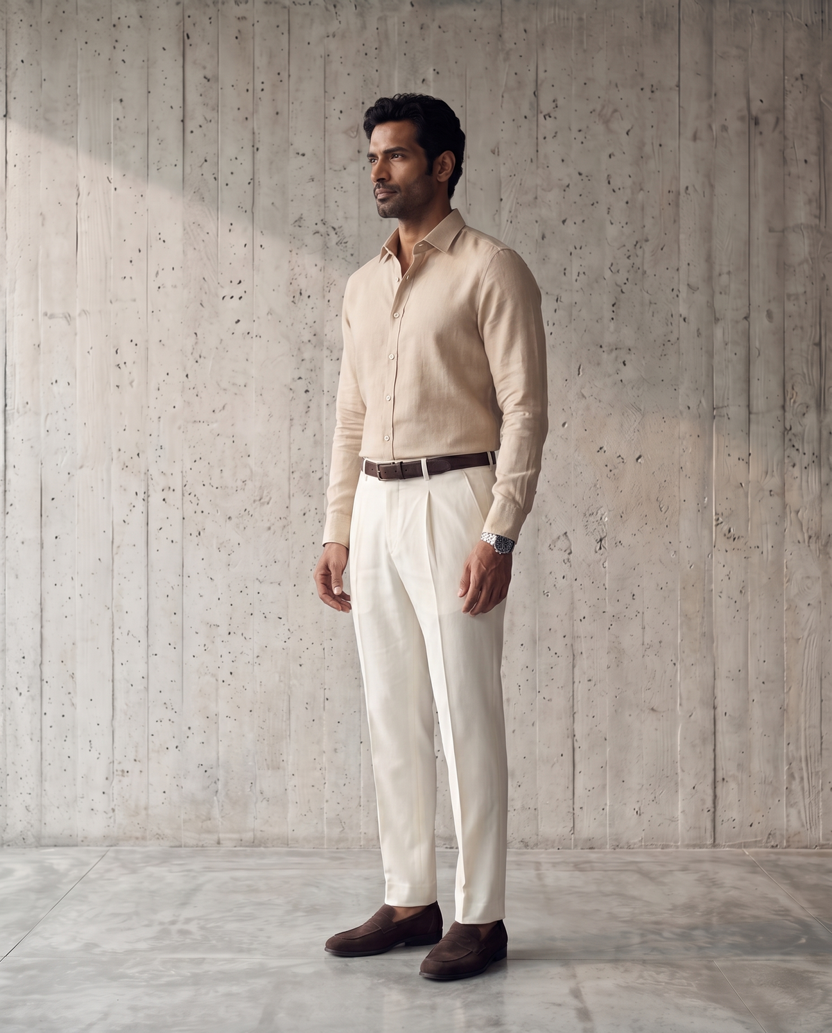 Warm Tan Cosmo Linen Blend Shirt