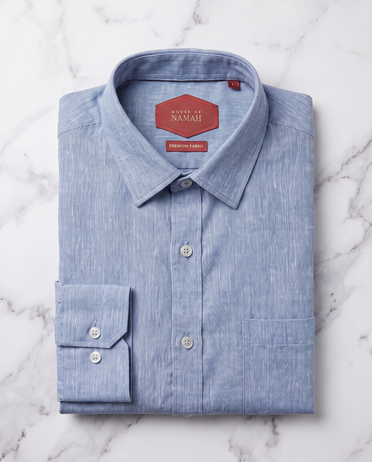 Powder Blue Mélange Linen Blend Shirt