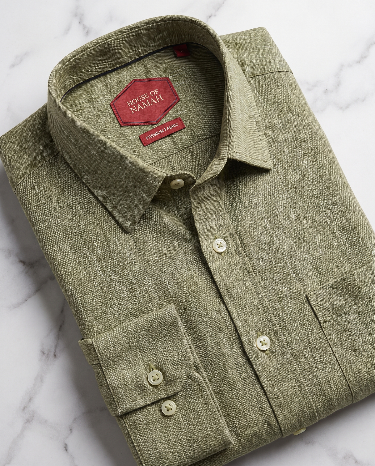 Sage Green Mélange Linen Blend Shirt