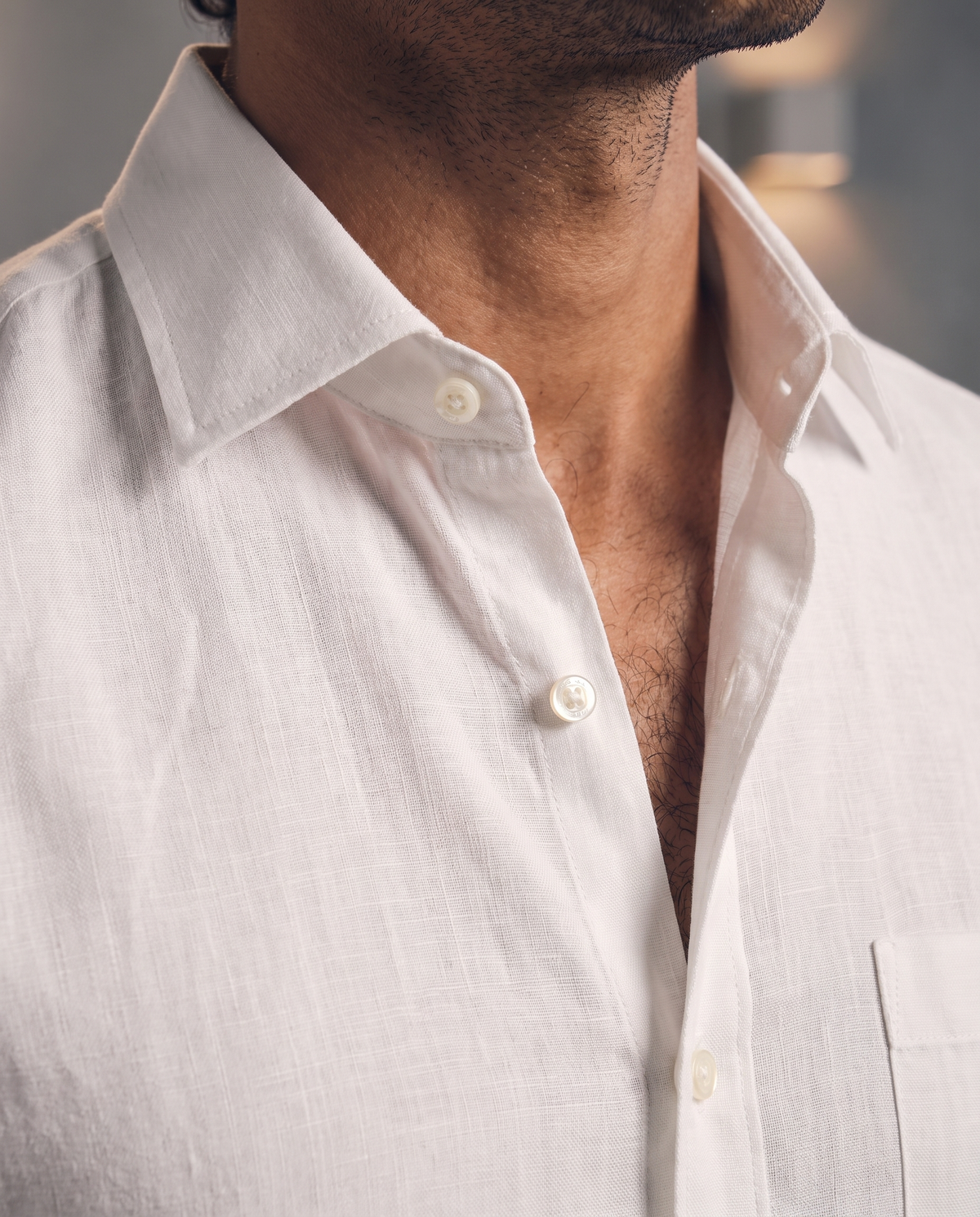 Soft White CEO Linen Blend Shirt
