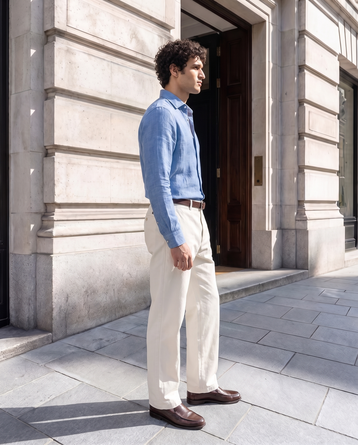 Denim Blue Delavé 100% Linen Shirt