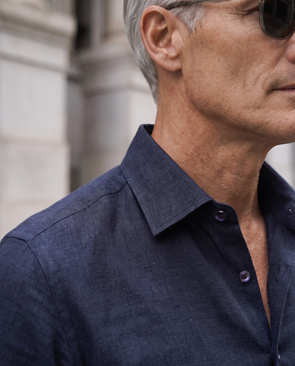 Indigo Navy Delavé 100% Linen Shirt