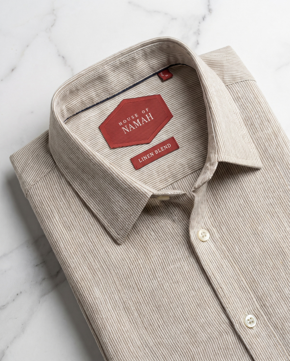 Natural Linen Blend Pinstripe Shirt