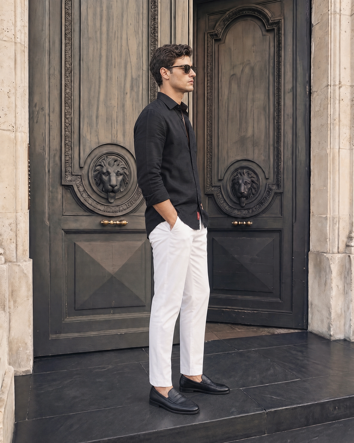 Ink Black CEO Linen Blend Shirt