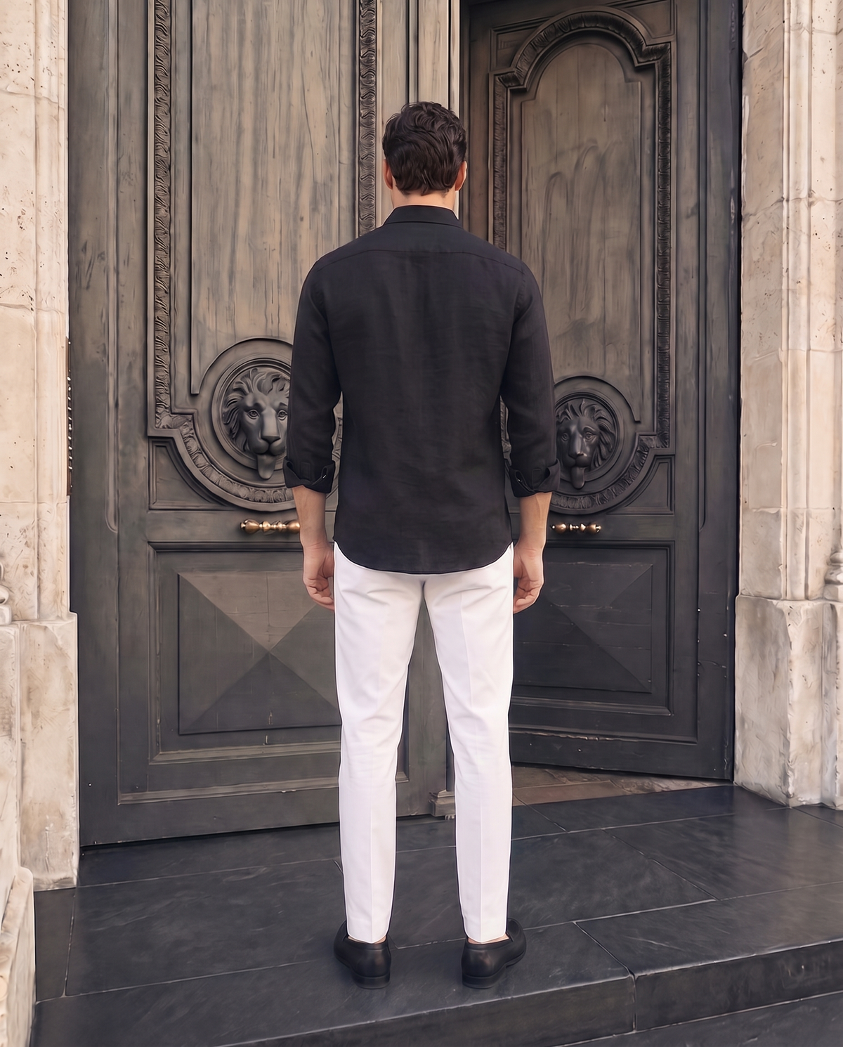Ink Black CEO Linen Blend Shirt