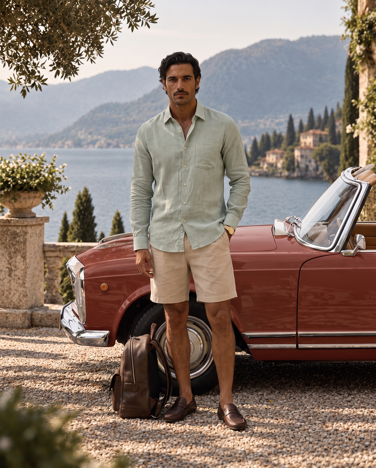 Sage Green Microcheck 100% Linen Shirt