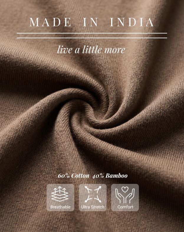 Cocoa Brown Cotton-Bamboo U-Neck Polo