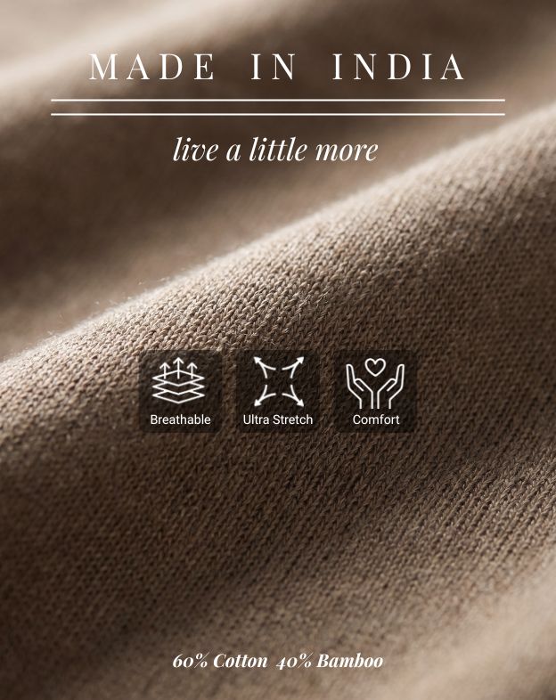 Warm Tan Cotton-Bamboo U-Neck Polo