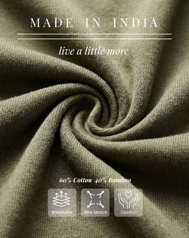 Olive Cotton-Bamboo U-Neck Polo