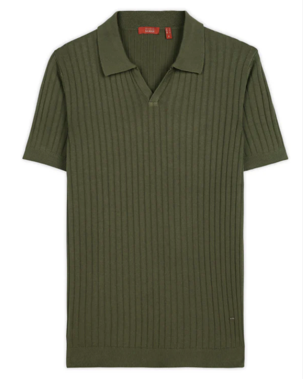 Olive Green Cotton Bamboo V-Neck Polo
