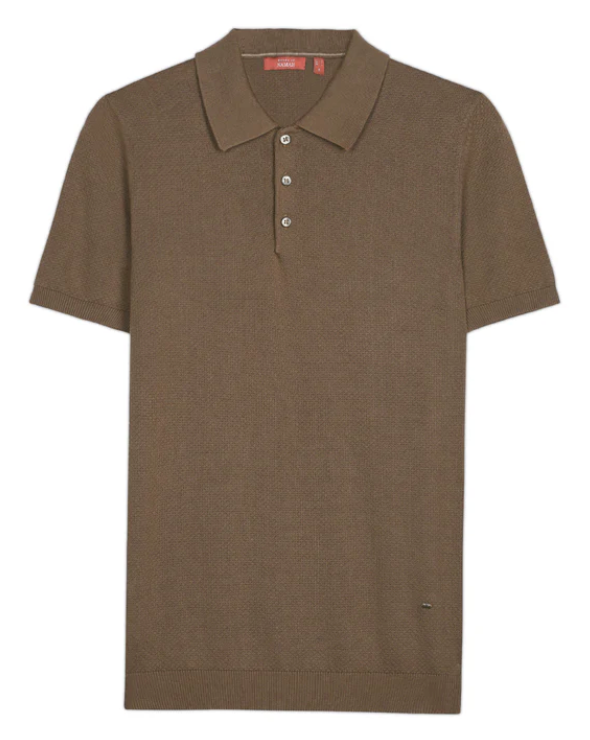 Cocoa Brown Cotton Bamboo Waffle Polo
