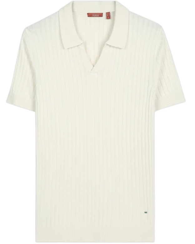 Soft White Cotton Bamboo V-Neck Polo