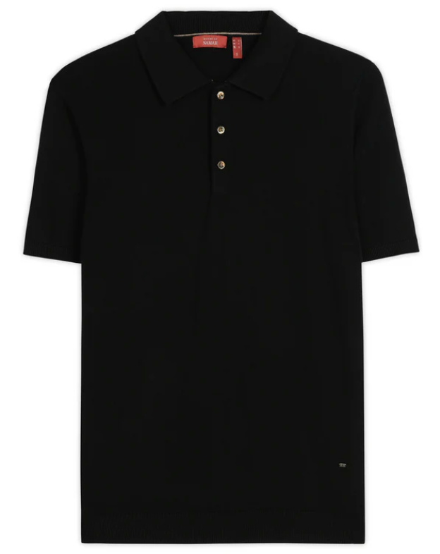 Ink Black Cotton-Bamboo Signature Polo