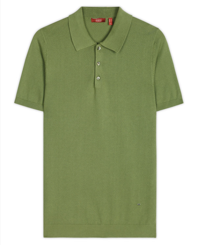 Fern Green Cotton Bamboo Waffle Polo