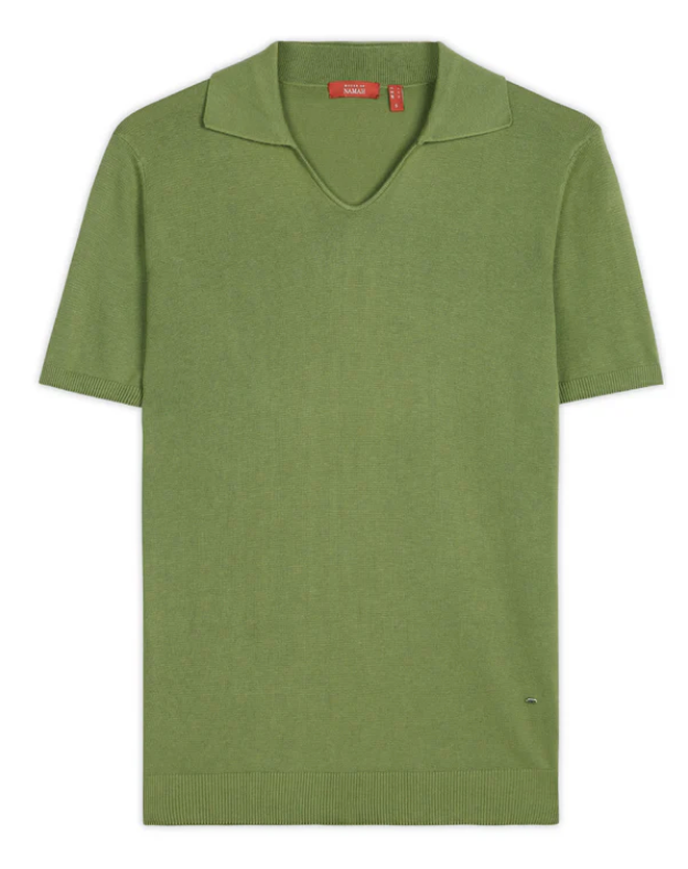 Fern Green Cotton-Bamboo U-Neck Polo