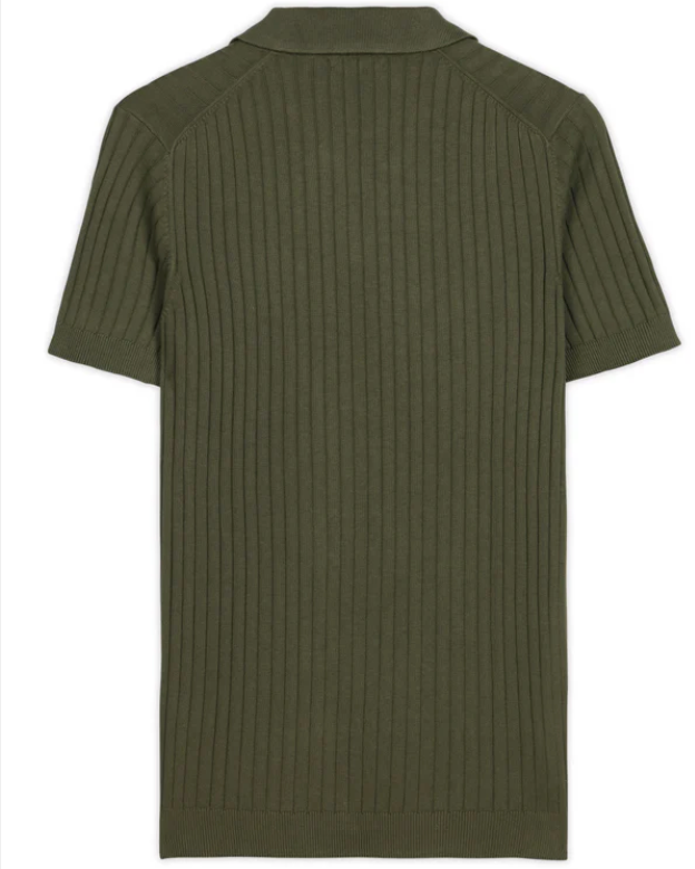 Olive Green Cotton Bamboo V-Neck Polo
