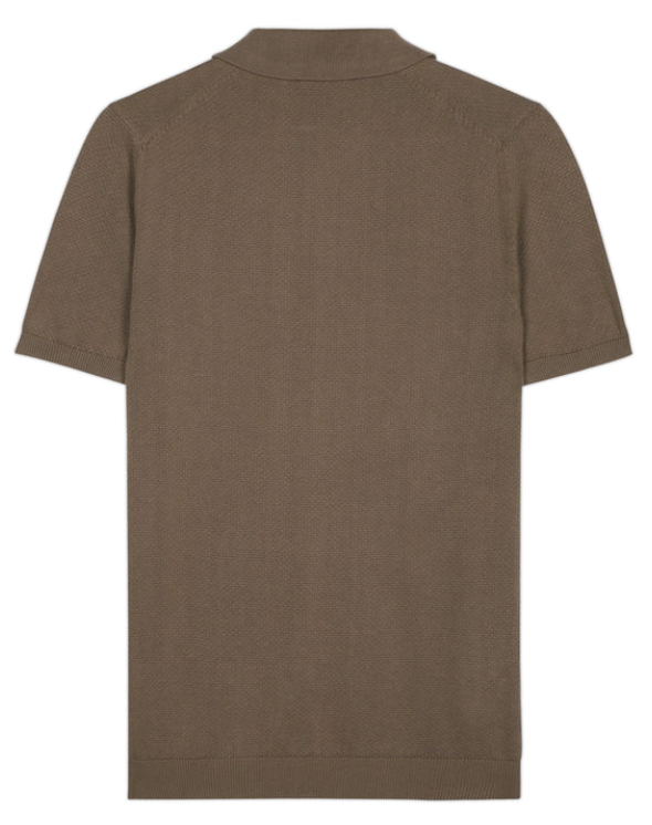 Cocoa Brown Cotton Bamboo Waffle Polo