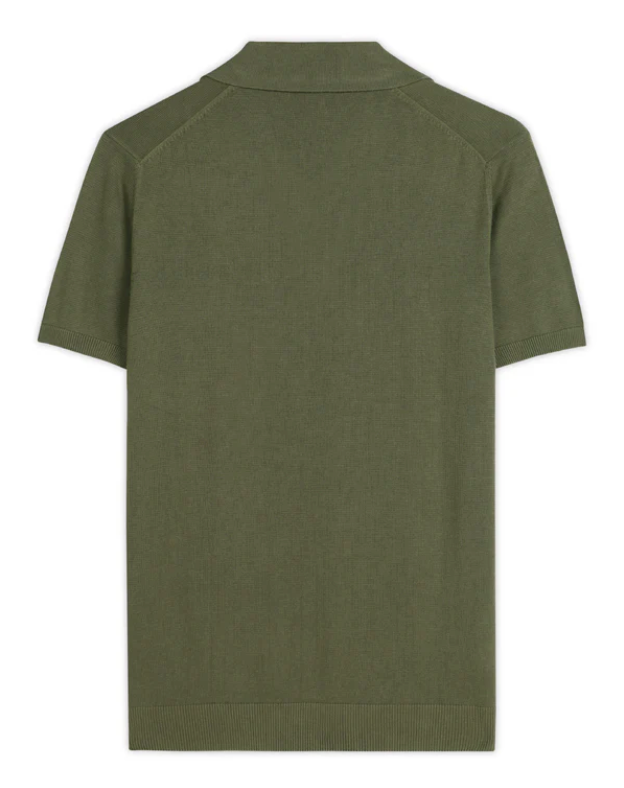 Olive Cotton-Bamboo U-Neck Polo