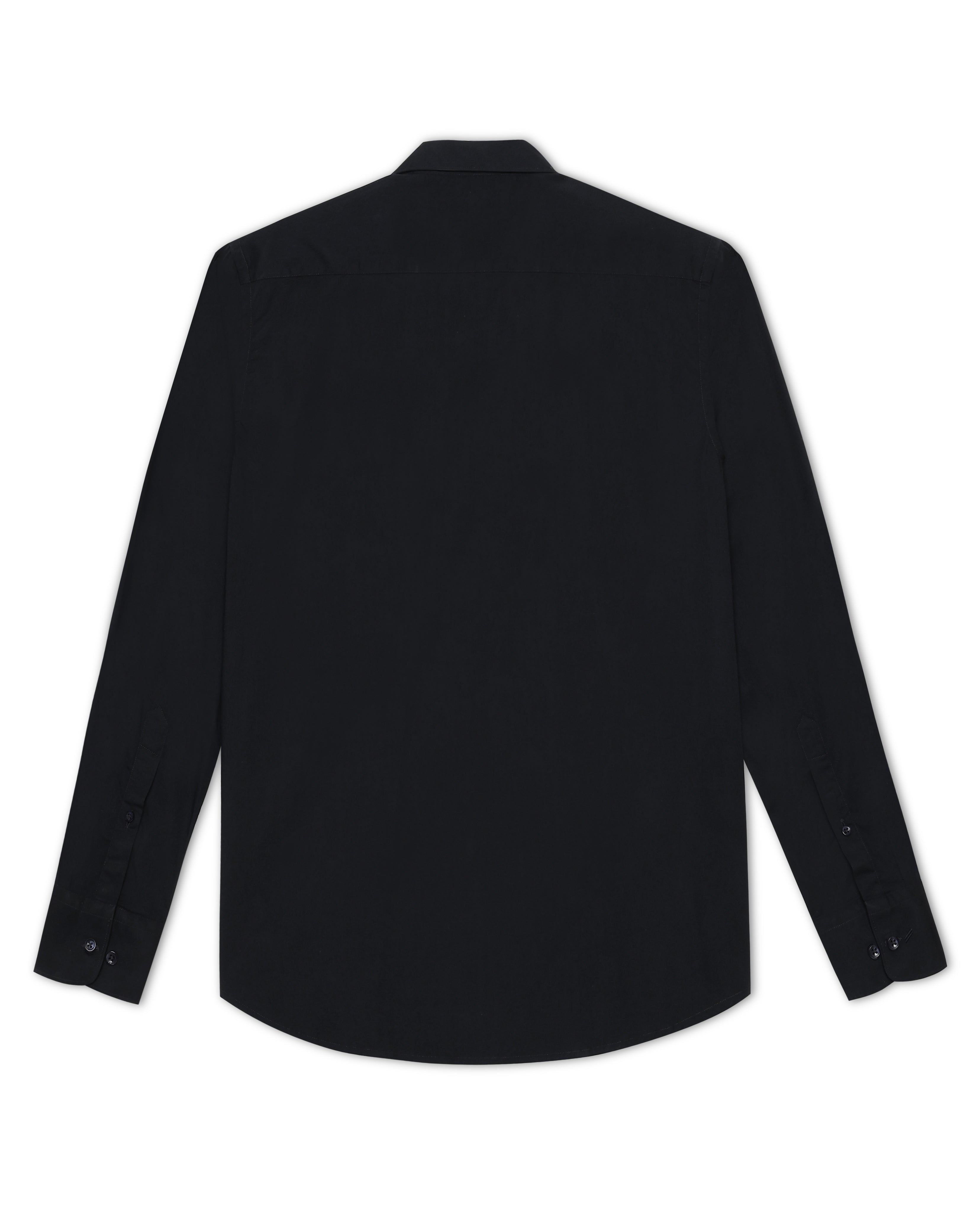 Ink Black Poplin Stretch Cotton Shirt