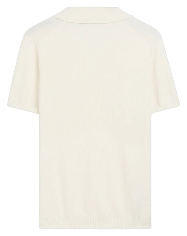 Soft White Cotton-Bamboo U-Neck Polo