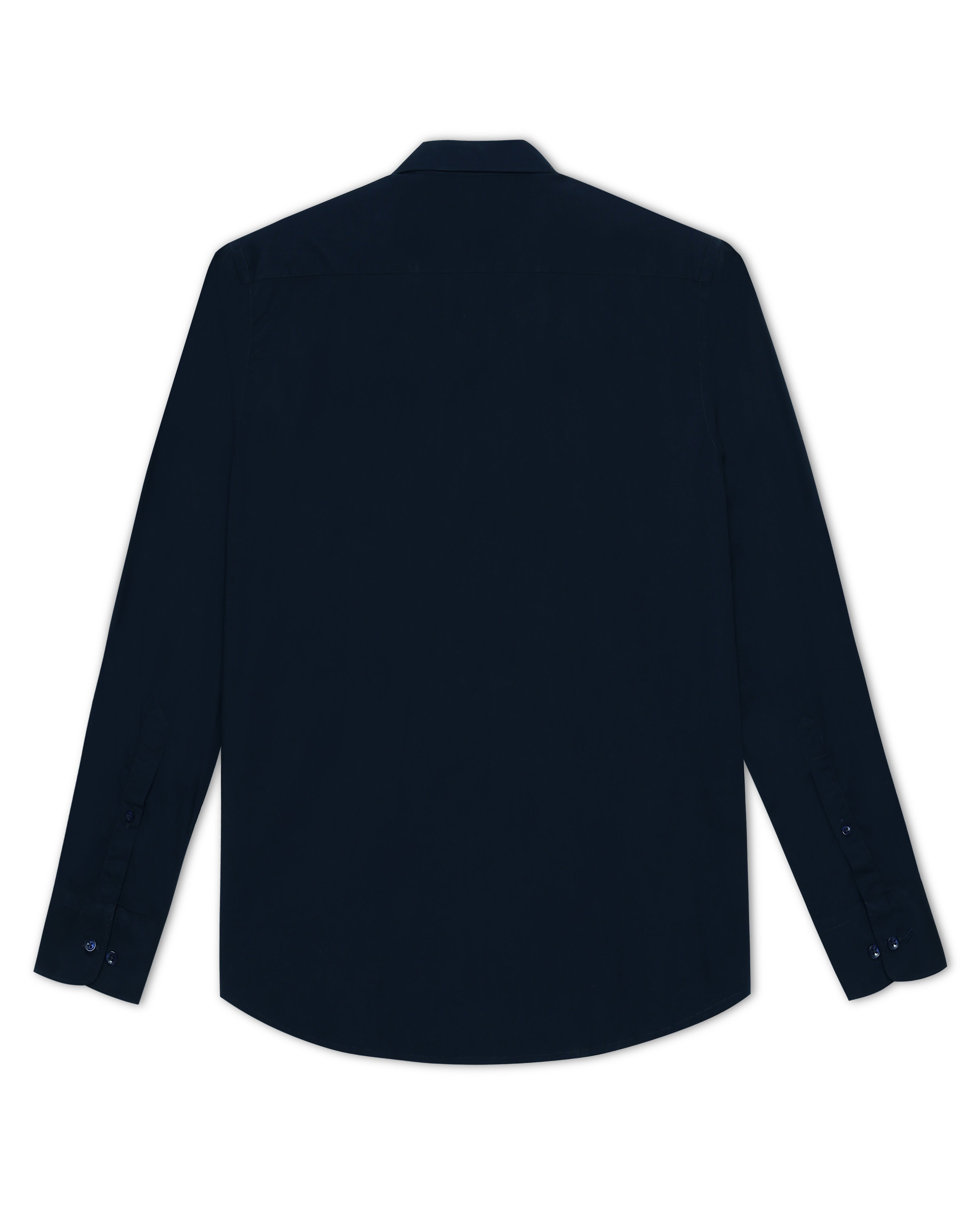 Midnight Blue Poplin Stretch Cotton Shirt